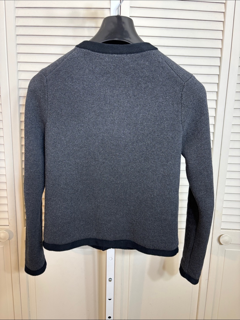 Quince Dark Gray Ribbed Knit 100% Organic Cotton Sweater Jacket Small - Picture 9 of 16